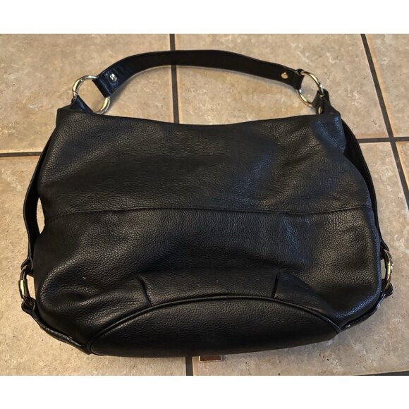 Michael Kors Fulton Leather Hobo Shoulder Bag Pebbled Black - Picture 2 of 9